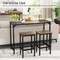 3-Piece Industrial Dining Set with 47.5 Inch Table and 2 Bar Stools